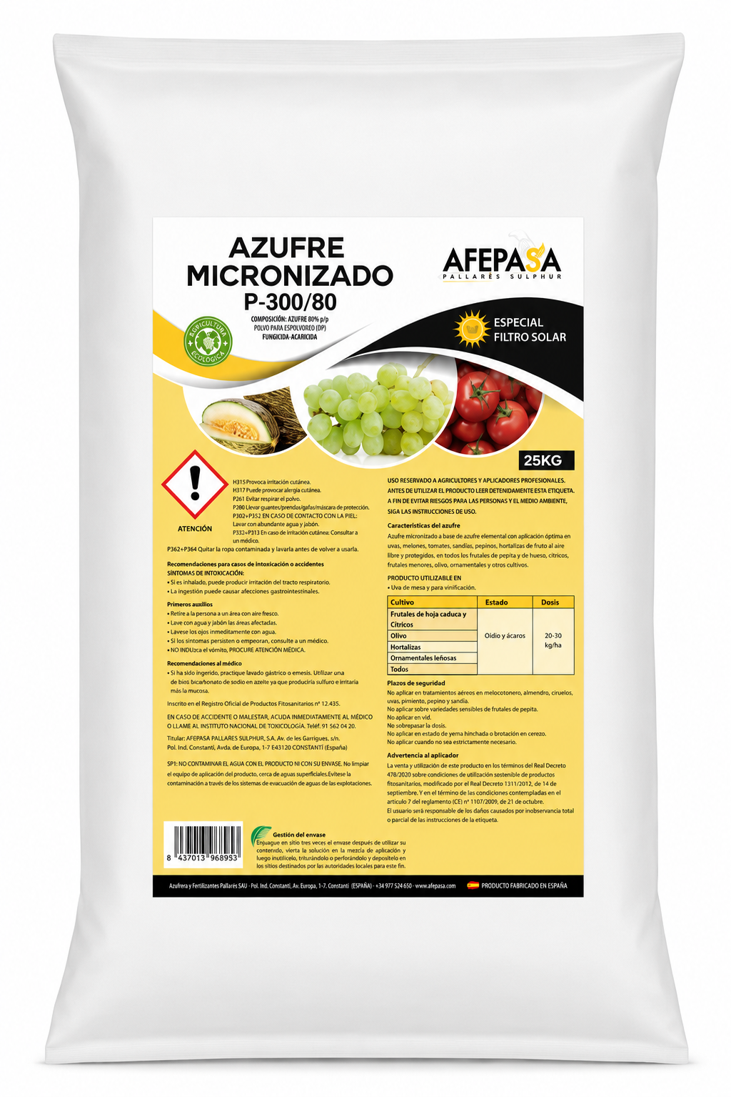 AZUFRE MICRONIZADO P300/80 - ESPECIAL EFECTO FILTRO SOLAR