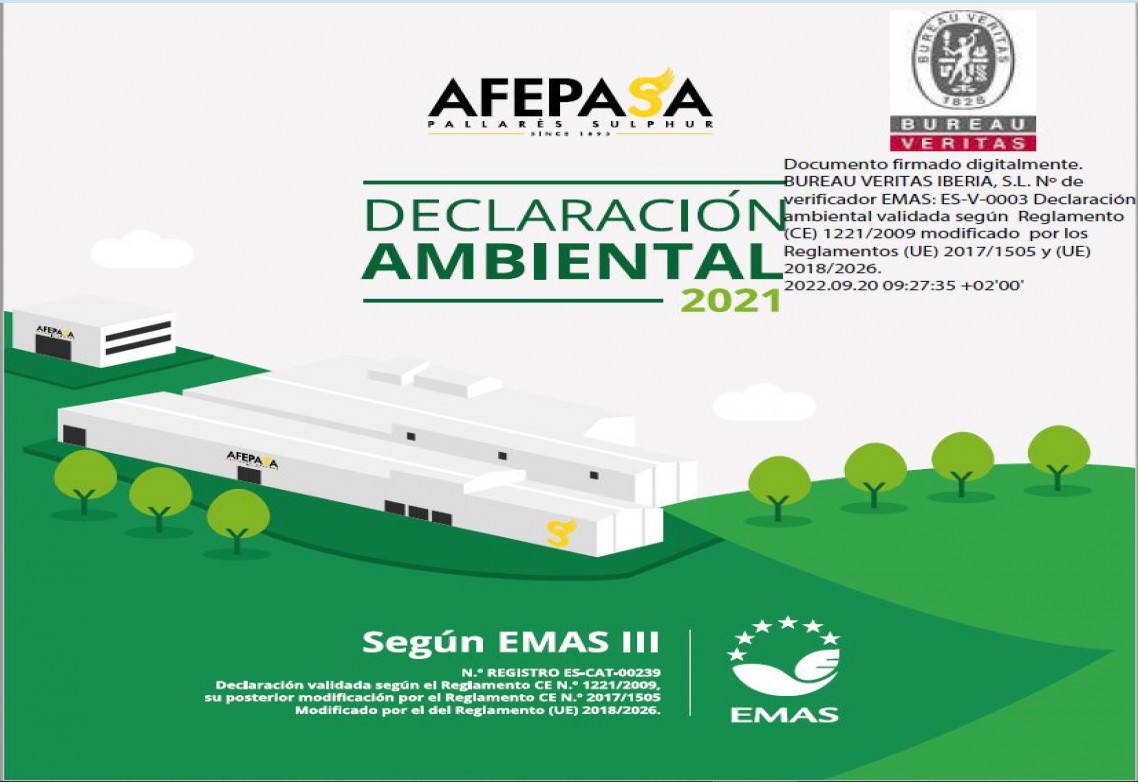 AFEPASA renueva su compromiso con la sostenibilidad con las certificaciones EMAS e ISO 14001